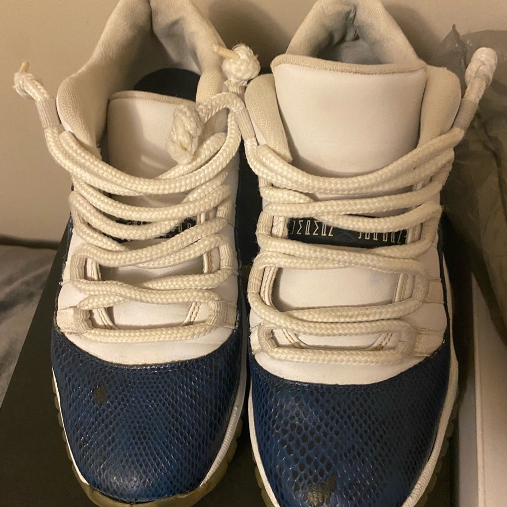 Jordan Kids White and Navy Sneakers